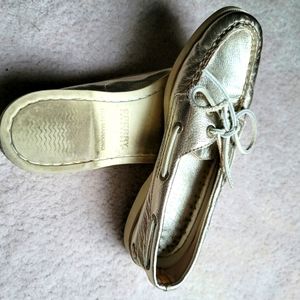 Sperry Top-Sider for J. Crew Women's Gold Metallic Boat Shoes Size 6.5 M